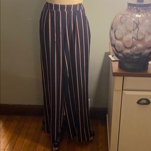 Flat front elastic back wide leg pants